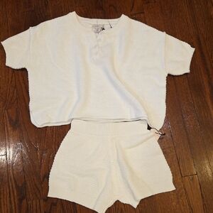 Sincerely Jules White Short Sleeve Henley Pajama Set for Kids
